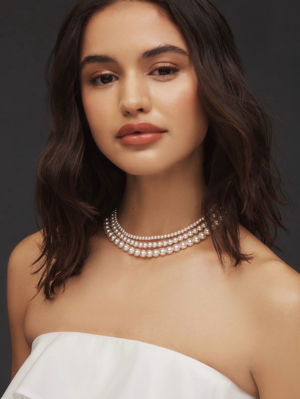 Anthropologie Layered Faux Pearl Toggle Necklace NWOT